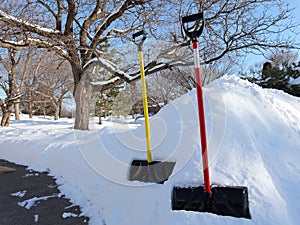 Sunny winter day after the snowstorm in Minnesota