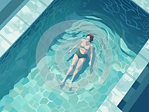 woman young water girl character illustration summer swim pool holiday person. Generative AI.