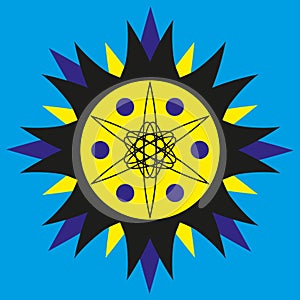 Sunny yellow-blue logo on a blue background