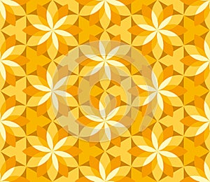 Sunny yellow floral geometric seamless pattern.