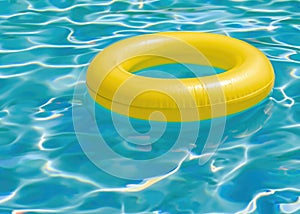 Sunny Yellow Pool Ring Float in Blue Aqua\