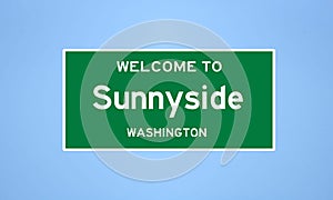 Sunnyside, Washington city limit sign. Town sign from the USA. photo