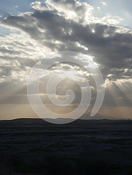 Sunrays bursting through clouds in Kenya