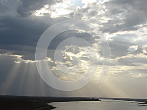 Sunrays, Clouds & River with Silver Lining