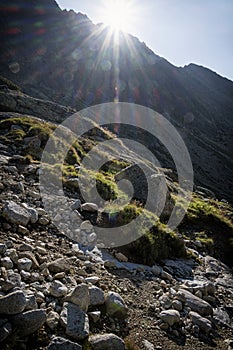 Sunrays in Mlynicka valley, High Tatras mountain, Slovakia