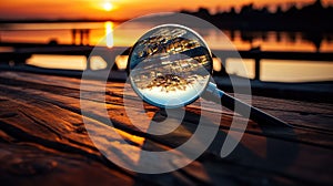 sunreflection magnifying glass sunset photo