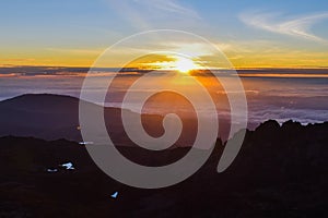 Sunrise above the clouds at Mount Kenya