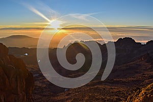 Sunrise above the clouds at Mount Kenya