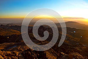 Sunrise above the clouds at Point Lenana, Mount Kenya