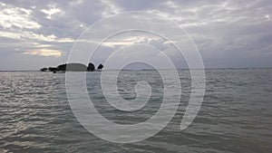 Sunrise above Gulf of Thailand Seen from Koh Samui Island, Thailand on Cloudy Morning.