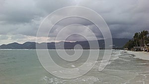 Sunrise above Gulf of Thailand Seen from Koh Samui Island, Thailand on Cloudy Morning.