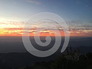 Sunrise above Himalayan Mountains - View from Sarangkot, Nepal.