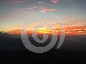 Sunrise above Himalayan Mountains - View from Sarangkot, Nepal.