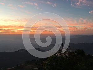 Sunrise above Himalayan Mountains - View from Sarangkot, Nepal.