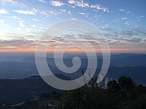 Sunrise above Himalayan Mountains - View from Sarangkot, Nepal.