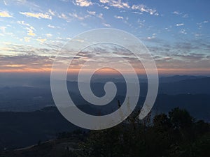 Sunrise above Himalayan Mountains - View from Sarangkot, Nepal.