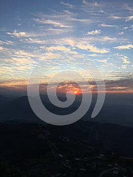 Sunrise above Himalayan Mountains - View from Sarangkot, Nepal.