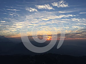 Sunrise above Himalayan Mountains - View from Sarangkot, Nepal.