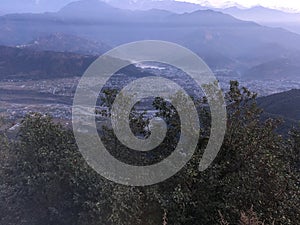 Sunrise above Himalayan Mountains - View from Sarangkot, Nepal.