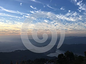 Sunrise above Himalayan Mountains - View from Sarangkot, Nepal.