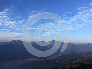 Sunrise above Himalayan Mountains - View from Sarangkot, Nepal.