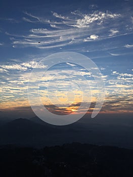 Sunrise above Himalayan Mountains - View from Sarangkot, Nepal.