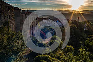 Sunrise above the old town of Motovun in Croatia