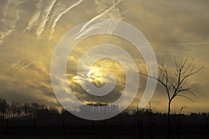 Sunrise above the polder in Belgium