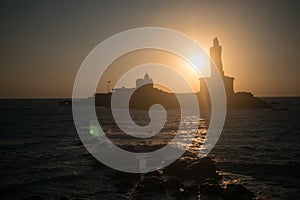 Sunrise above the sea Kanyakumari Comorin cape