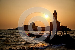 Sunrise above the sea Kanyakumari Comorin cape India