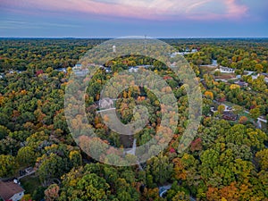 Sunrise aerial view of the Hobbs State Park-Conservation Area landscape