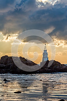 Sunrise at Ahtopol lighthouse in Bulgaria