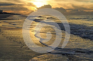 Sunrise Along The Beach Of Emerald Isle In North Carolina