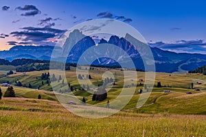 Sunrise in Alpe di siusi - Seiser alm in Dolomite, Italy