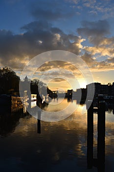 Sunrise at an Amsterdam channel