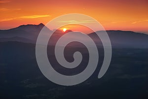Sunrise at Anboto mountain from Gorbea