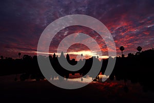 Sunrise at  Angkor Wat is a Buddhist temple complex in Siem Reap, Cambodia