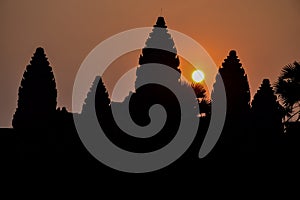 Sunrise in The Angkor Wat Temple. Siem Reap, Cambodia.