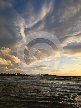 Sunrise in August at Hikinaakala Heiau on Kauai Island, Hawaii - Wailua River Entering Pacific Ocean.