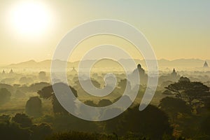 Sunrise in Bagan, at Shwesandaw Pagoda