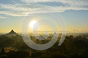 Sunrise in Bagan, at Shwesandaw Pagoda