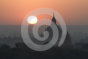 Sunrise at Bagan temples in Myanmar (Burma)
