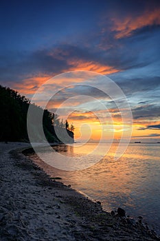 Sunrise at the Baltic Sea cliff in Gdynia Orlowo, Poland