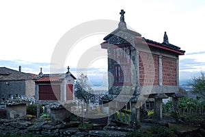 Sunrise of Barn Horreos of Santa MariÃÂ±a de Augas photo