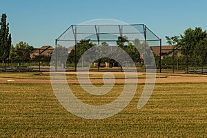 Sunrise on a baseball diamond all ready for the days games