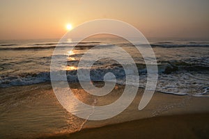 Sunrise On The Bay Of Bengal In Southeast India