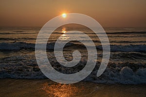 Sunrise On The Bay Of Bengal In Southeast India