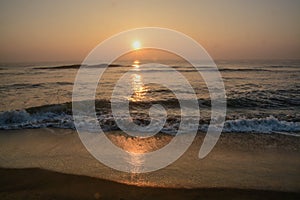 Sunrise On The Bay Of Bengal In Southeast India