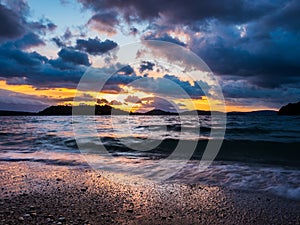 Sunrise on the bay of Nidri in Lefkas island