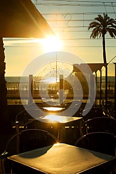 Sunrise at a beach bar photo